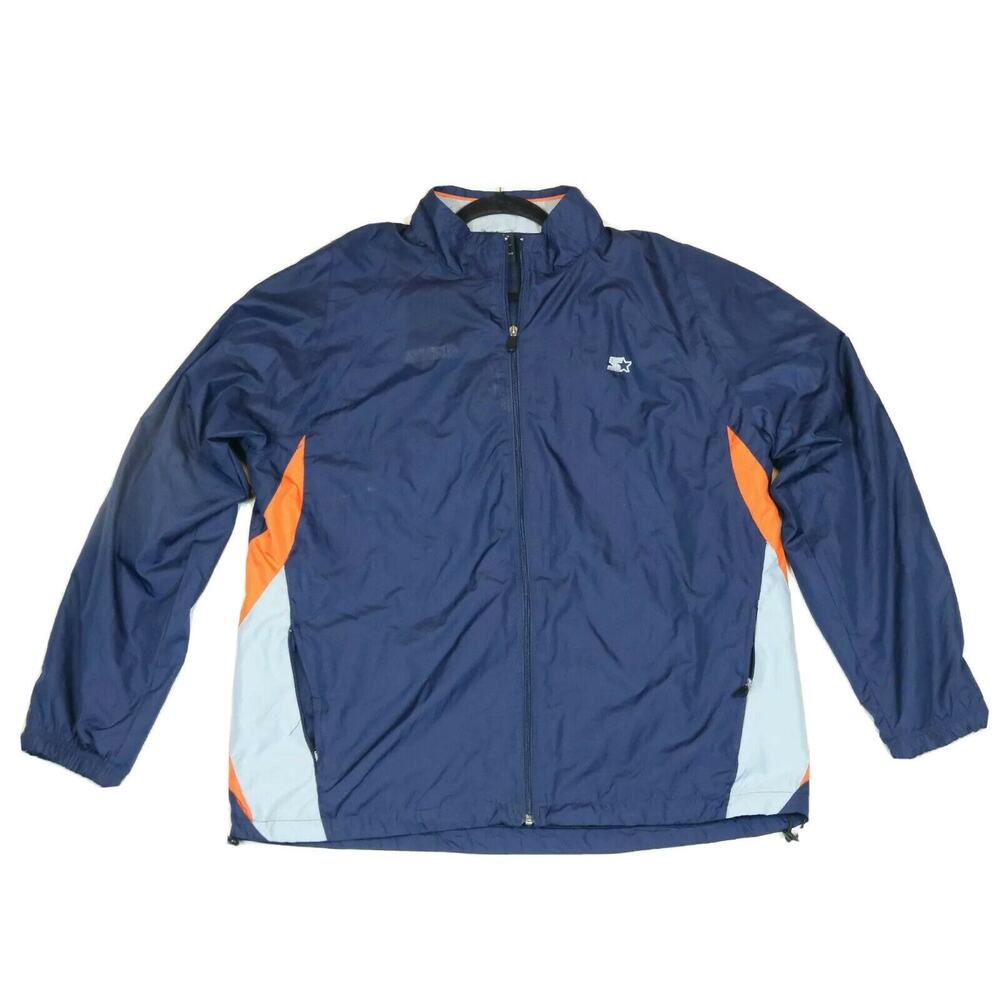 Starter Windbreaker Mens Large Blue Multicolor Vintage Zip Up